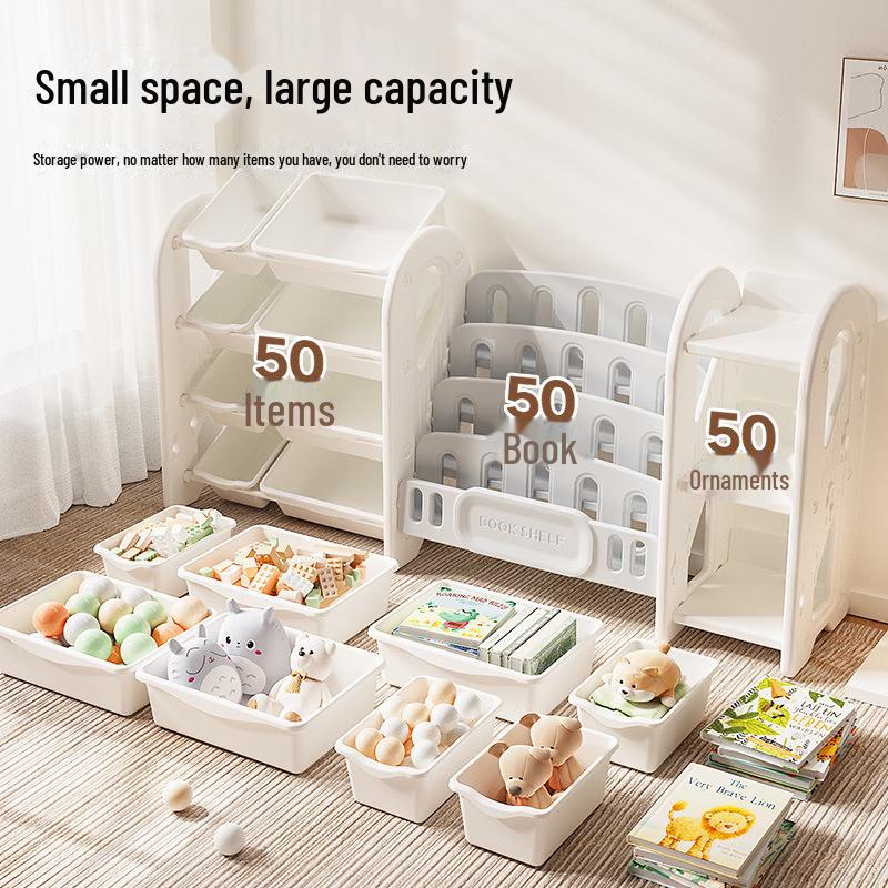 Children's Toy and Book Storage Rack - Large Capacity Bookshelf Cabinet for Living Room