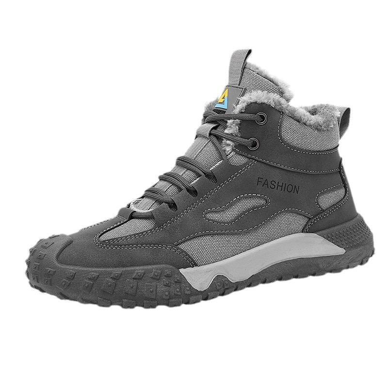 Winter Herrenstiefel 2025 Neue Dicke Warme Baumwollstiefel, Outdoor Atmungsaktive Wanderschuhe, Schnürschuhe Rutschfeste Lässige Sportschuhe