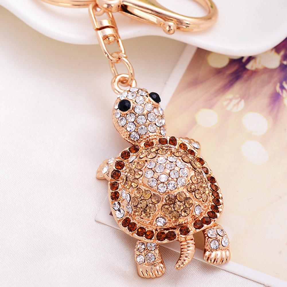 Rhinestone Turtle Pendant Keychain Key Ring Holder Bag Car Hanging Ornament