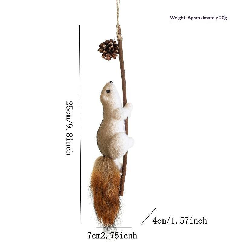Cute Realistic Plush Squirrel Christmas Hanging Ornaments Pinecone Fluffy Tail Tree Party