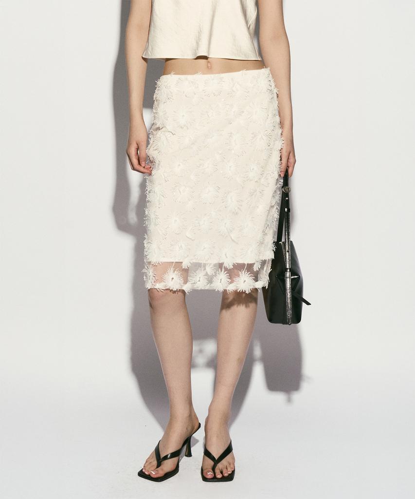 Rie Floral Lace Midi Skirt