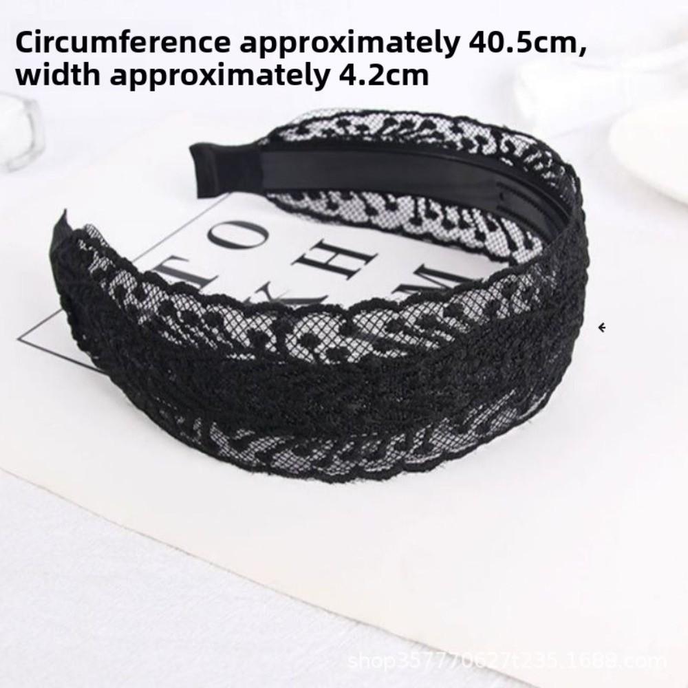 Bentiță de Păr din Dantelă Vintage Coreeană Hollow Elegantă Bandă de Păr Accesorii de Păr Bentiță Lată Anti-Alunecare pentru Femei Spălare Față