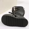 Plus Size 43 Winter Women Motorcycle Boots Buckle Round Toe Wedges Platform Boots SyfIyno New Punk Goth Ins Woman Combat Boots