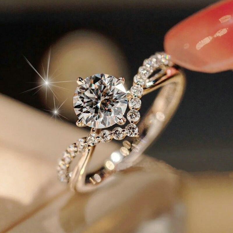 Huitan Nieuwe Collectie Modieuze Damesringen Bruids Bruidsringen Accessoires Luxe Gezet Schitterende Kubieke Zirkonia Kristallen Ringen