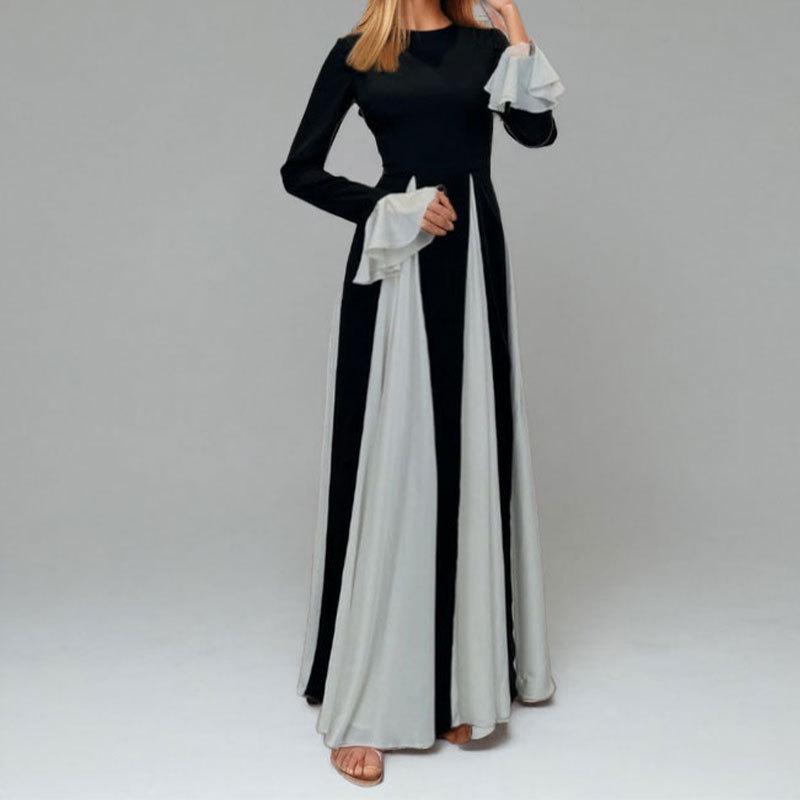 2025 Spring Women's Fashion Color Block Sling Dress with Loose Big Swing and Waist-Hugging Design