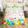 Kids Cute Rabbit Duvet Cover,Happy Easter Floral Bedding Set Twin King For Boys Girls,Lovely Animal Bunny Girly Comforter Cover