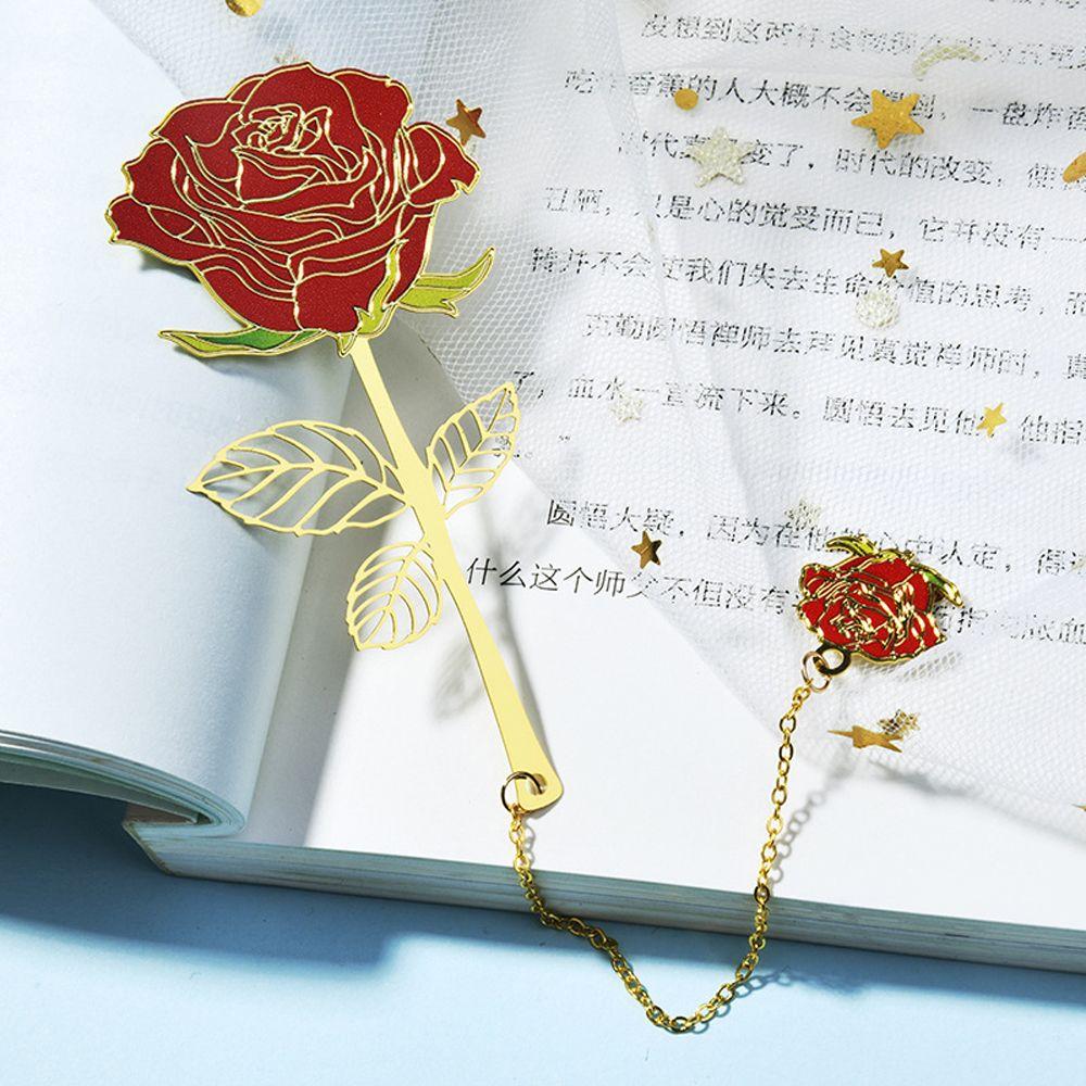 Leaf Rose Flower Chinese Style Metal Bookmark Vintage Bookmark Hollow Bookmark Leaf Bookmark