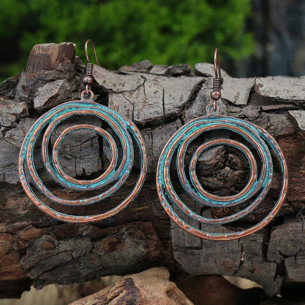 Turquoise Earrings Bohemian Drop Ear Earrings with Tassels, Geometric Alloy, Retro Style, Boastful Ear Accessories