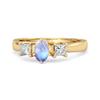 Moonstone Elegant Three Stone Ring - 925 Sterling Silver Gold Vermeil