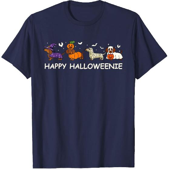 Weiner Dog Witch Happy Halloweenie Cute Halloween Dachshund T-Shirt