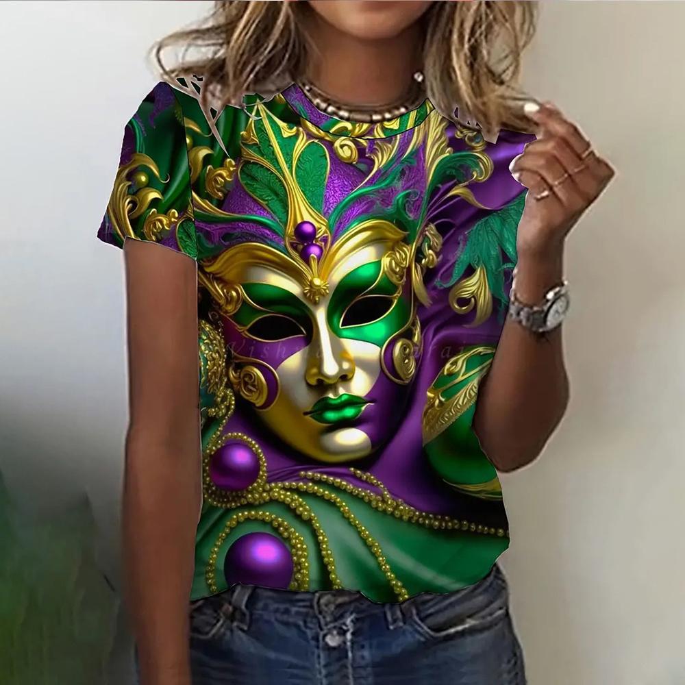 Sieviešu ballītes T krekli 3D karnevāla apdruka sievietēm Gothic Graphic Tees Apģērbi Ziemas brīvdienu T krekls Vasaras ikdienas apģērbs