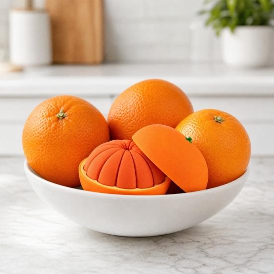 3D Printed Orange Fidget Toy, Stress Relief Simulated Orange Toy, Fake Fruit Model Decoration Ornament for Home