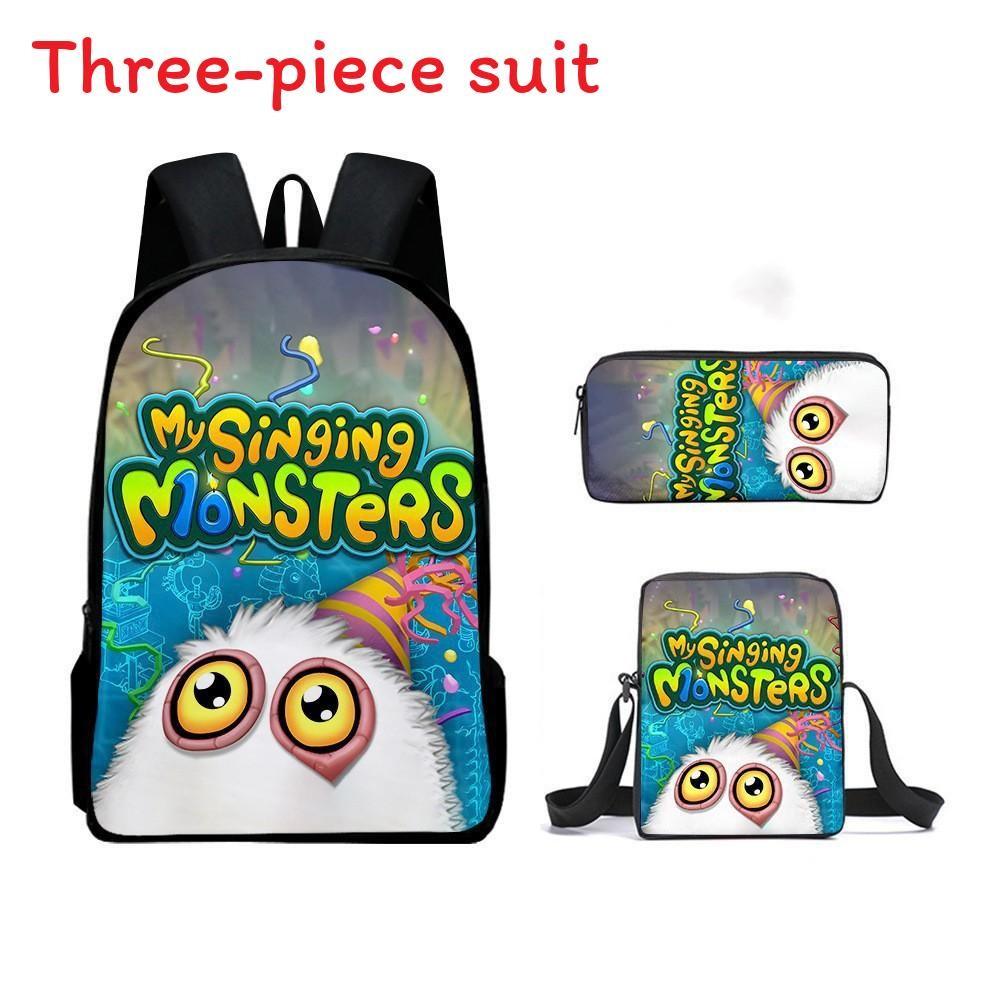 My Singing Monsters Cartoon Backpack Set With Breathable Oxford Fabric For School Kids