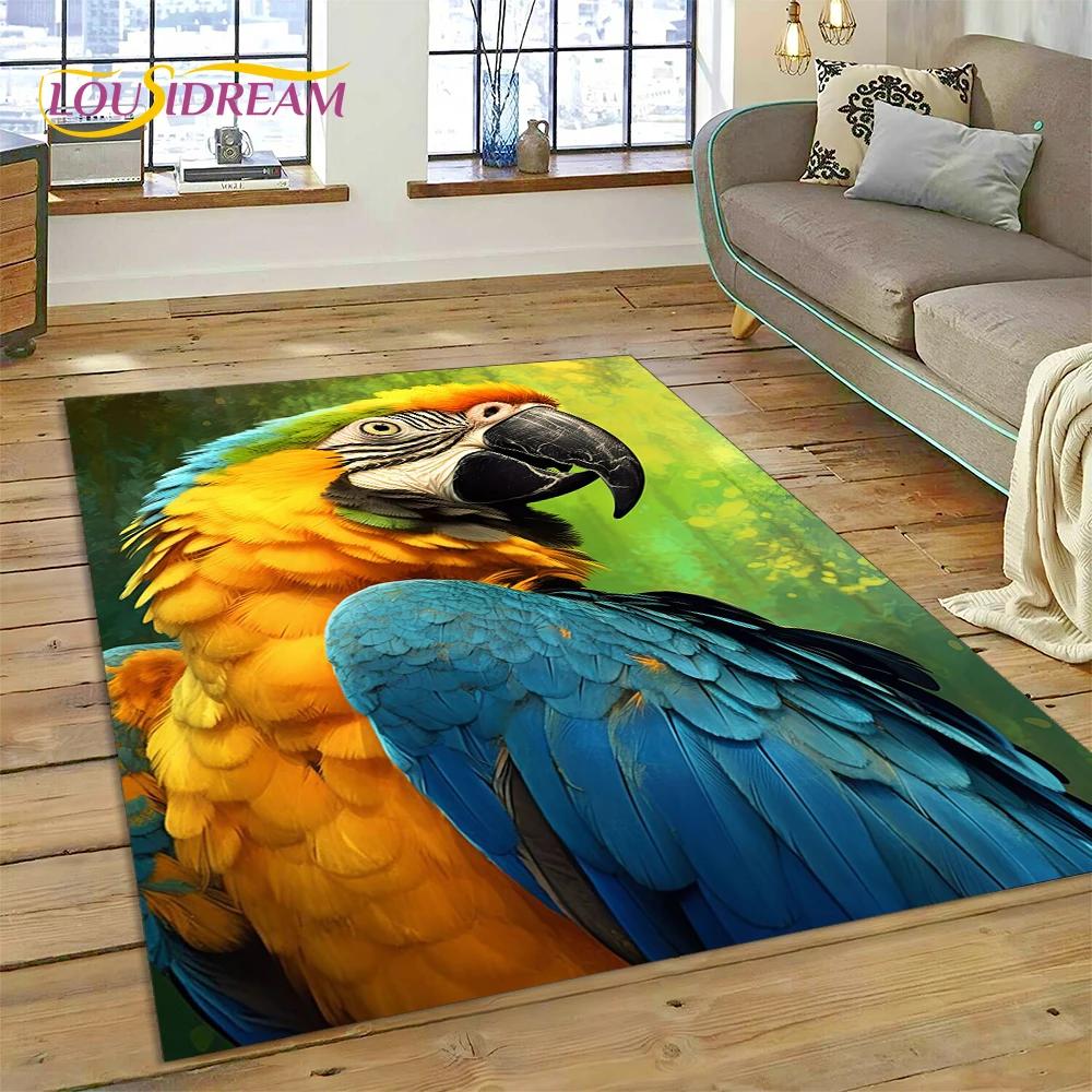 Bunter Papagei, Ara, Wellensittich, Vogel, Teppich, Teppich für Zuhause, Wohnzimmer, Schlafzimmer, Sofa, Fußmatte, Dekor, Kinderbereich, Teppich, rutschfeste Bodenmatte