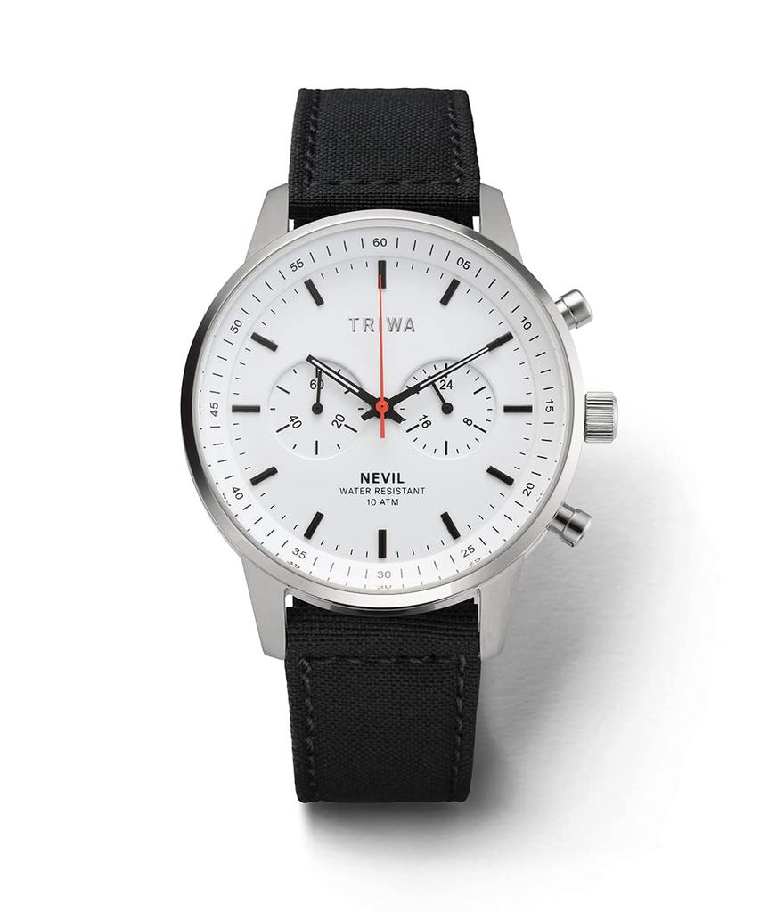 Watch 2 Strap Chronograph Black Calf Canvas Belt Graphic NEVIL Custom Made in Japan Regular Imported Product Sweden Scandinavian Design Comes with 2