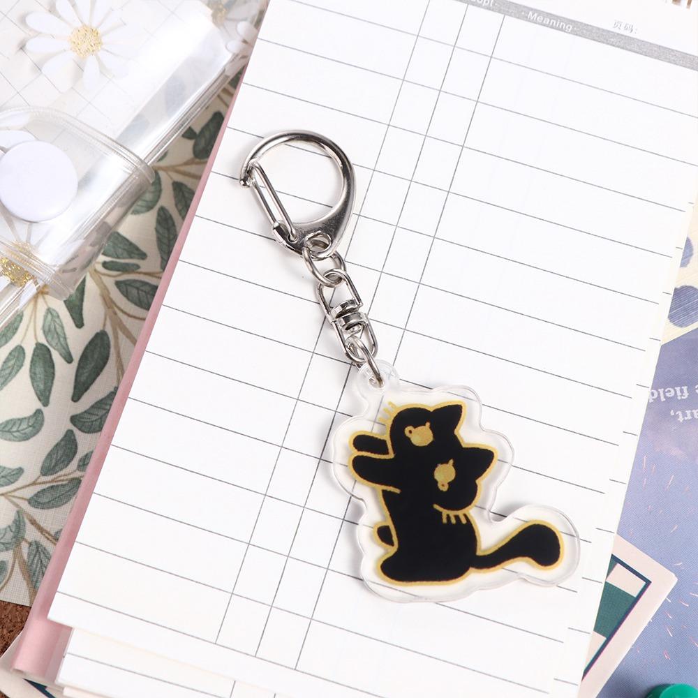 Cartoon Black Cat Keychain Acrylic Bag Pendant Cute Cat Acrylic Keyring Decoration Cute Cute Black Cat Pendant