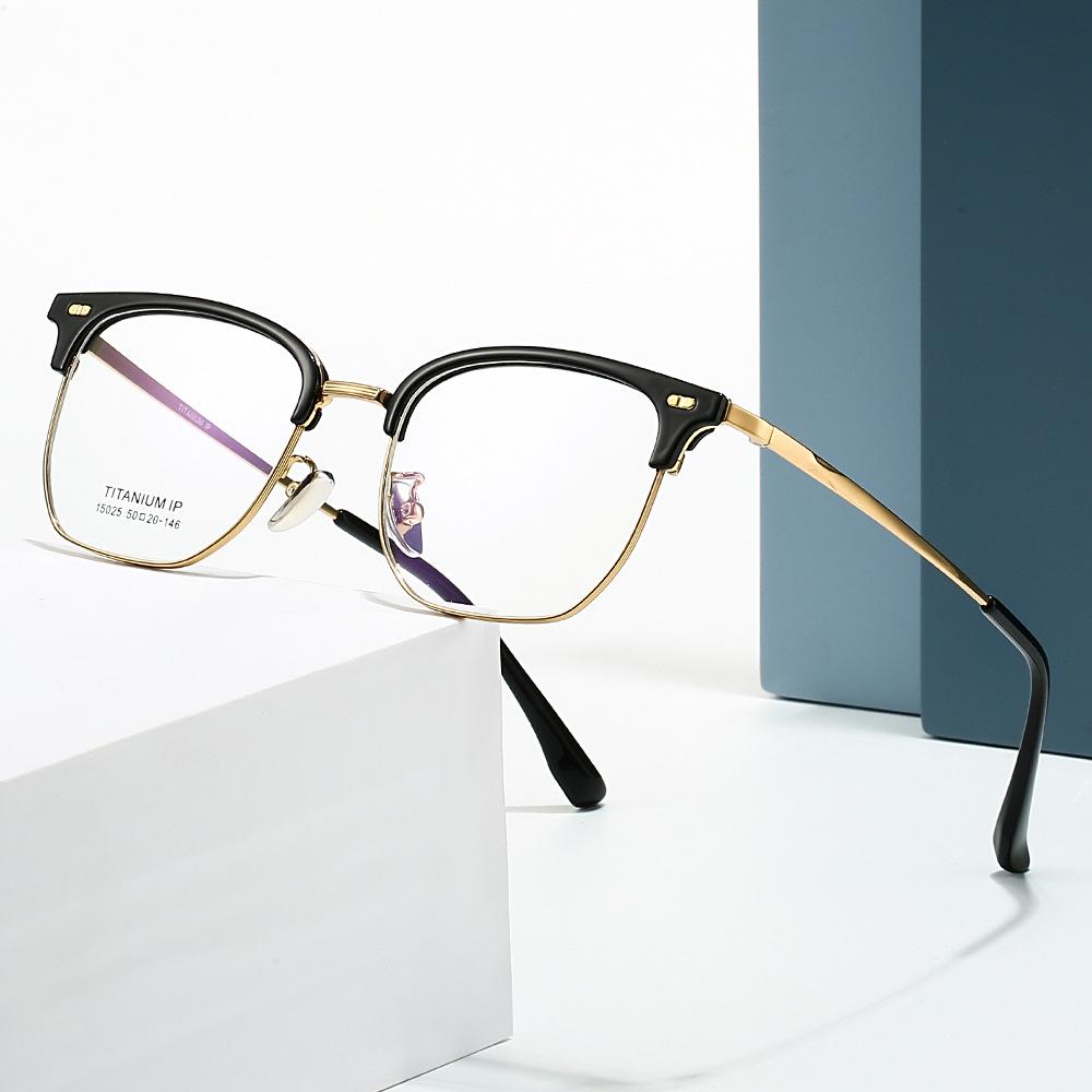 2024 Autumn Winter New CBD Business Titanium Frame Glasses with Anti-Blue Light and Myopia Protection, Model 15025