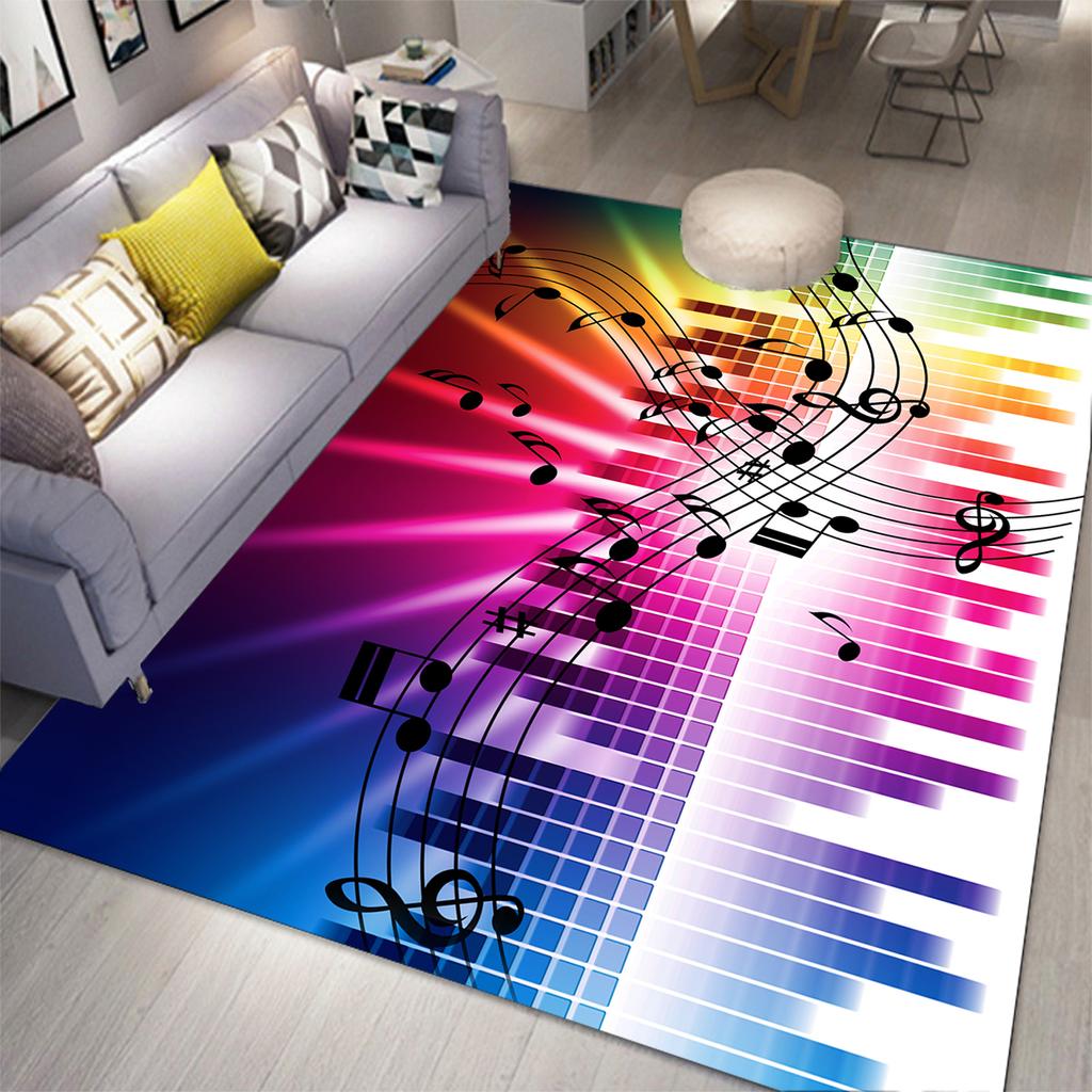 3D-Musik-Teppich, 3D-Druck-Teppiche für Wohnzimmer, Schlafzimmer, Dekor, Teppich, Flanell, Heimbodenmatte, Musik-Teppiche