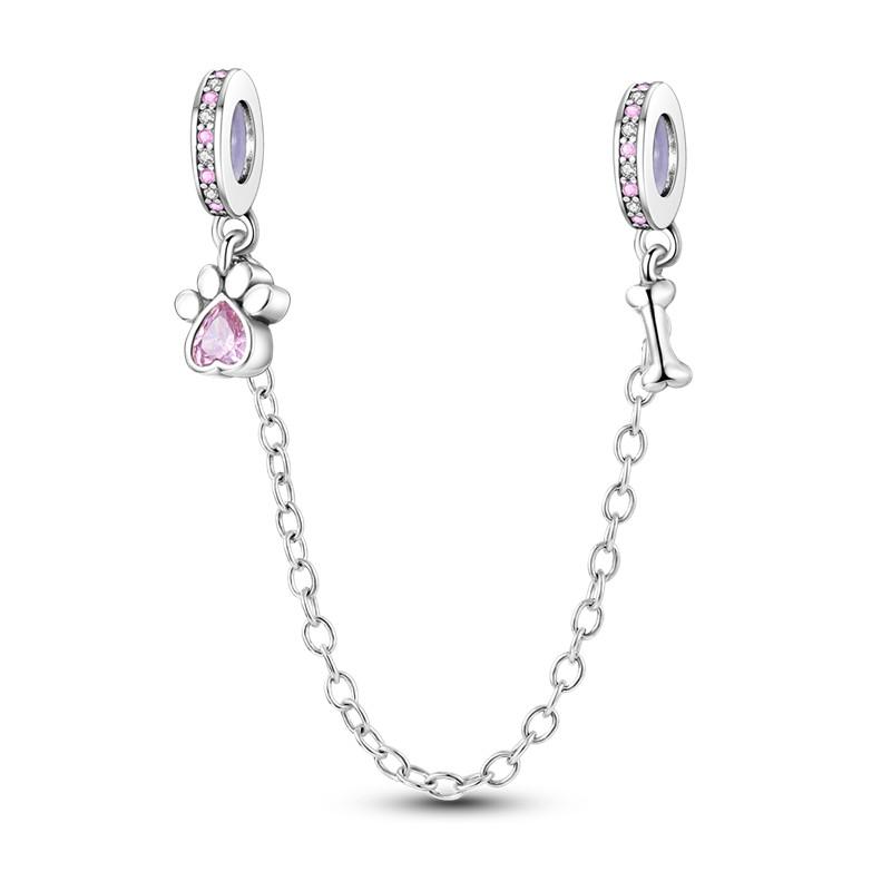 Sparkling Clear Copper Safety Chain Copper Safety Chain Charm Beads Fit Original Pandora Bracelet Diy Jewelry