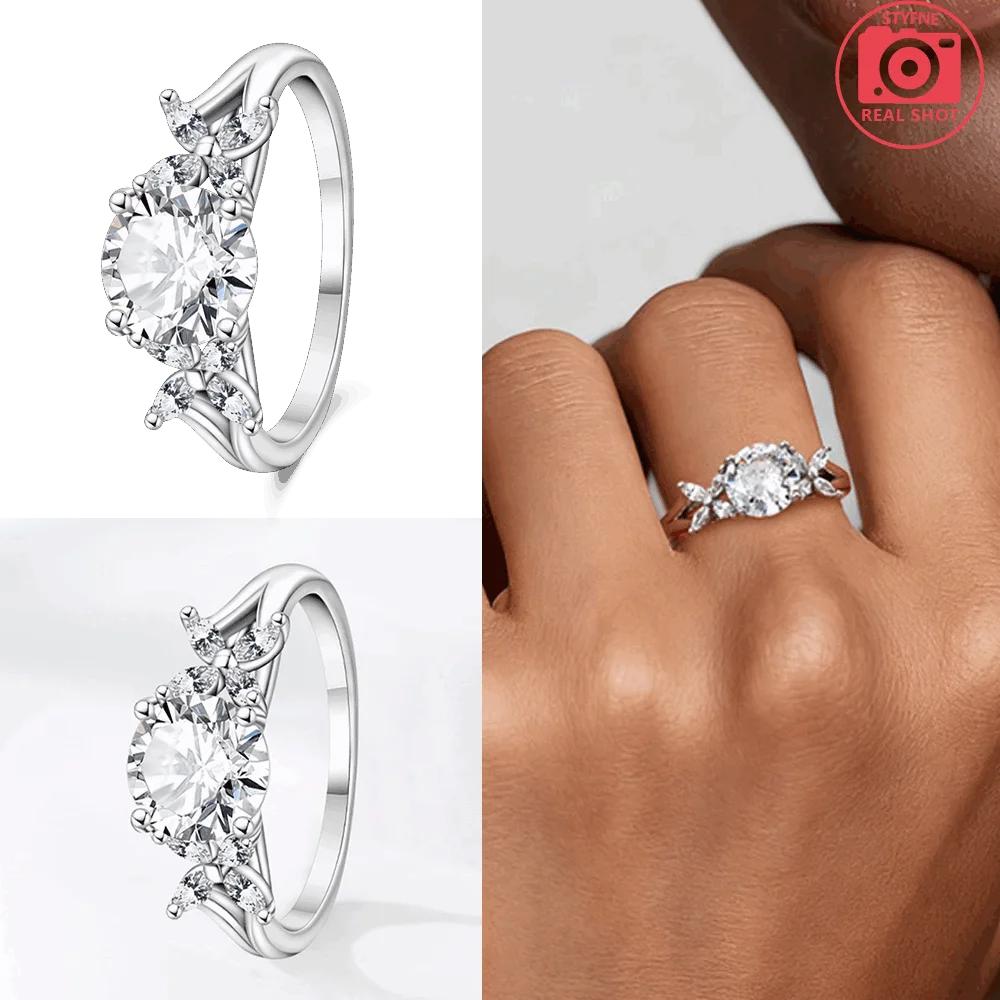 Authentic Ring Copper Copper White Zirconia Ring Teardrop Heart Square Ring Anniversary Fine Gift Accessory High Quality