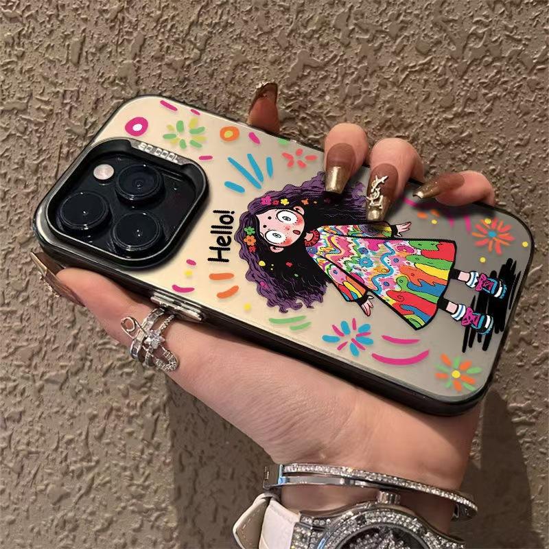 The New Curly-haired Girl Is Suitable for Iphone17 Mobile Phone Case Apple 15promax/14 Anti-drop 13pro16 Girl