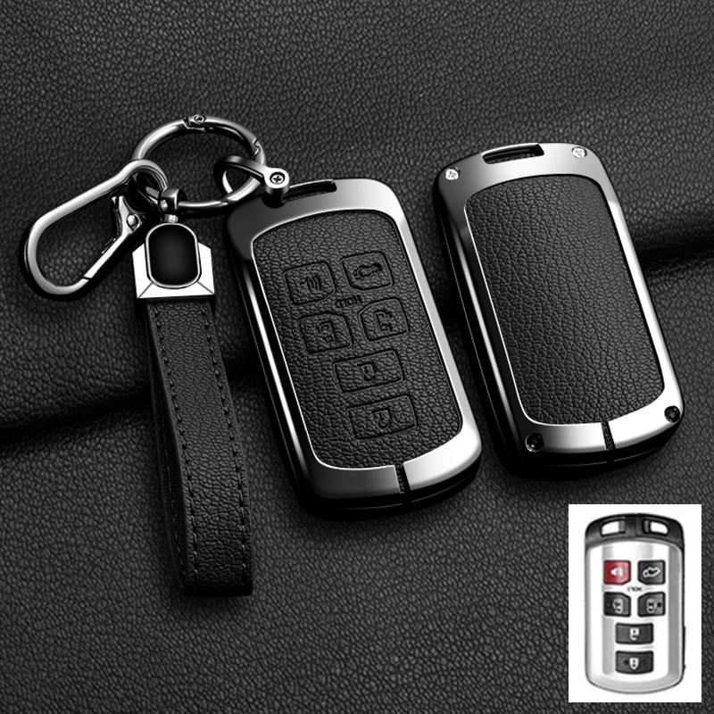 6 Button Car Key Case Cover Shell Holder For Toyota Sienna Se Tacom - Zinc Alloy Leather Protector Keychain Accessory