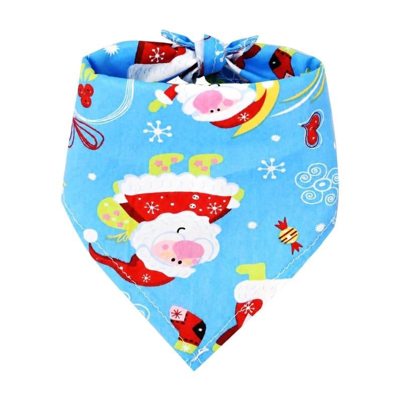 Holiday Pet Neckwear, Soft Christmas Neckerchief Cartoon Printed Dog Scarf Collar for Picture Days, Party Wear and Seasonal Style