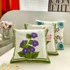 45x45CM Tulip Embroidered Throw Pillow Cover with Pastoral Style Sofa Cushion Waist Cover Simple Decorative Pillowcase