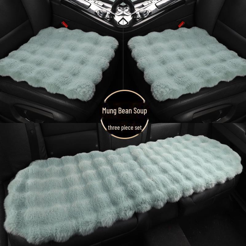Cross-Border Three-Piece Winter Bubble Velvet Car Cushion Set - Warm and Comfortable Without Labels