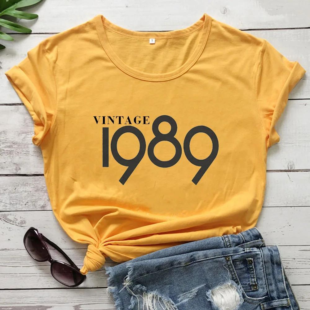 Vintage 1989 Letter Print Women T Shirt Short Sleeve O Neck Loose Women Tshirt Ladies Tee Shirt Clothes Camisetas Mujer