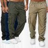Men's Spring and Autumn Solid Straight Legged Cargo Pants Casual Multi-Pocket Long Pants Loose Fit Outdoor Fitness Trousers