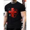 European Sizes Men'S Casual Short Sleeve T-Shirt, Red Cross & Stethoscope Print - Breathable Cotton, Crewneck, Summer Fashion