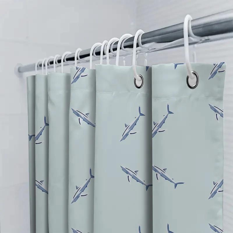 Blue Dolphin Printed Shower Curtain Waterproof Bath Decor Home Bathroom Decoration