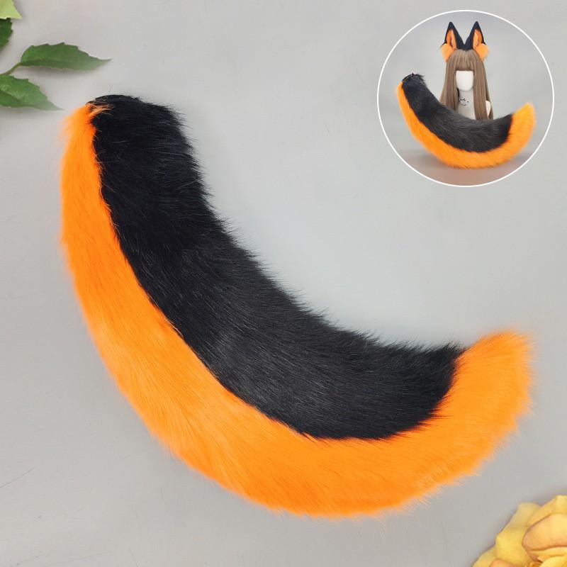 El Yapımı Cosplay Kurt Kulakları Taç Kuyruk Seti Yetişkinler Anime Kostüm Aksesuarı Siyah Temalı