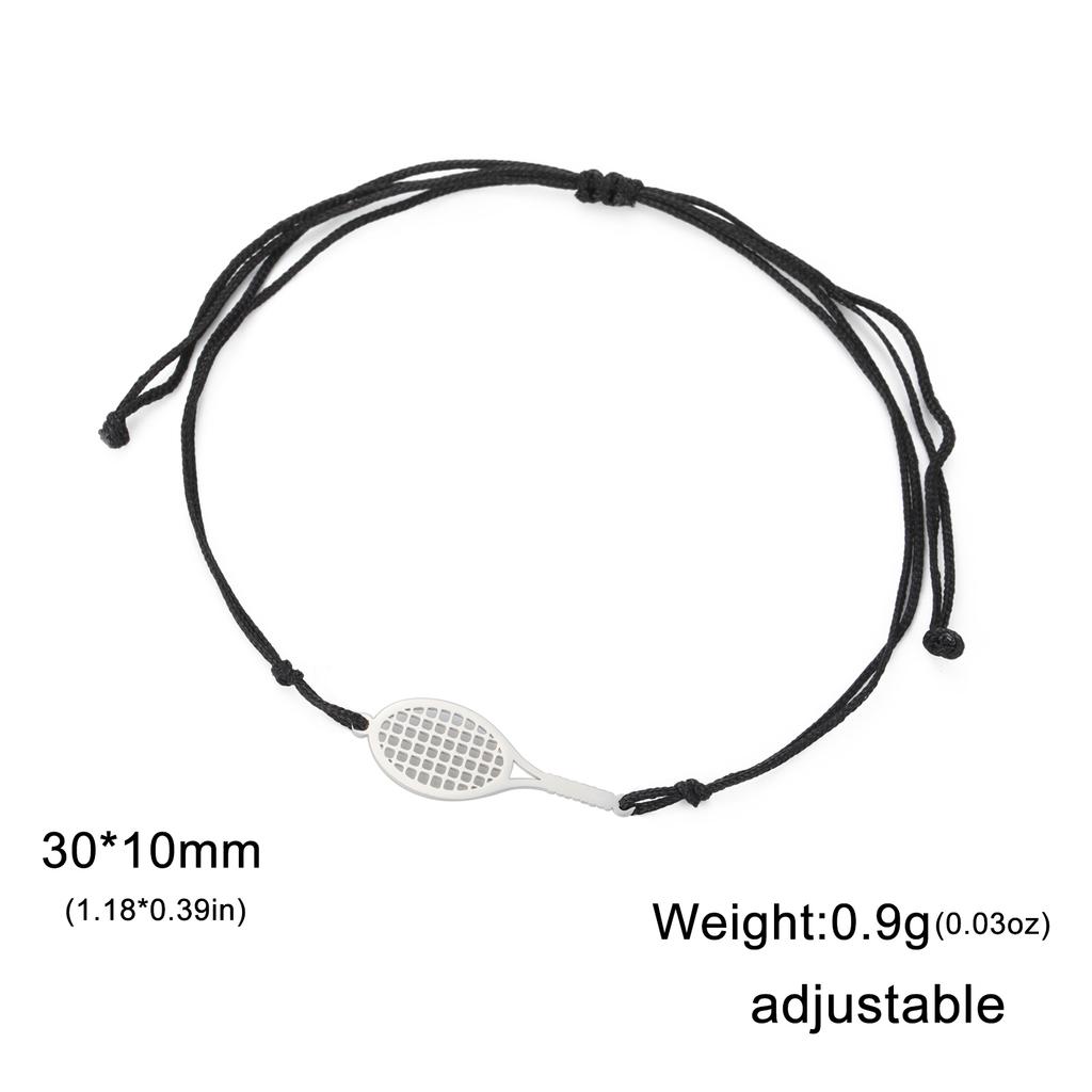 Teamer Baseball Tennis Racket Charm Bracelet Stainless Steel Sport Ball Bracelet for Women Girls Handsome Casual Jewelry