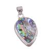 Natural Abalone Shell Gemstone 925 Solid Sterling Silver Gift Pendant 1.75" k6T87