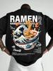 2026 Men Casual Street T-shirt Japanese Waves Ramen Pattern Suitable for Daily Wear Pure Cott