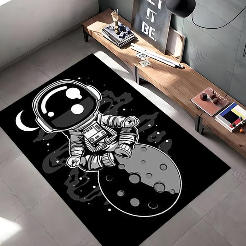 Creative Carpet with Astronaut Eating Donut On Moon Suitable for Use As an Anti-slip Game Mat for Living Room and Bedroom Sofas