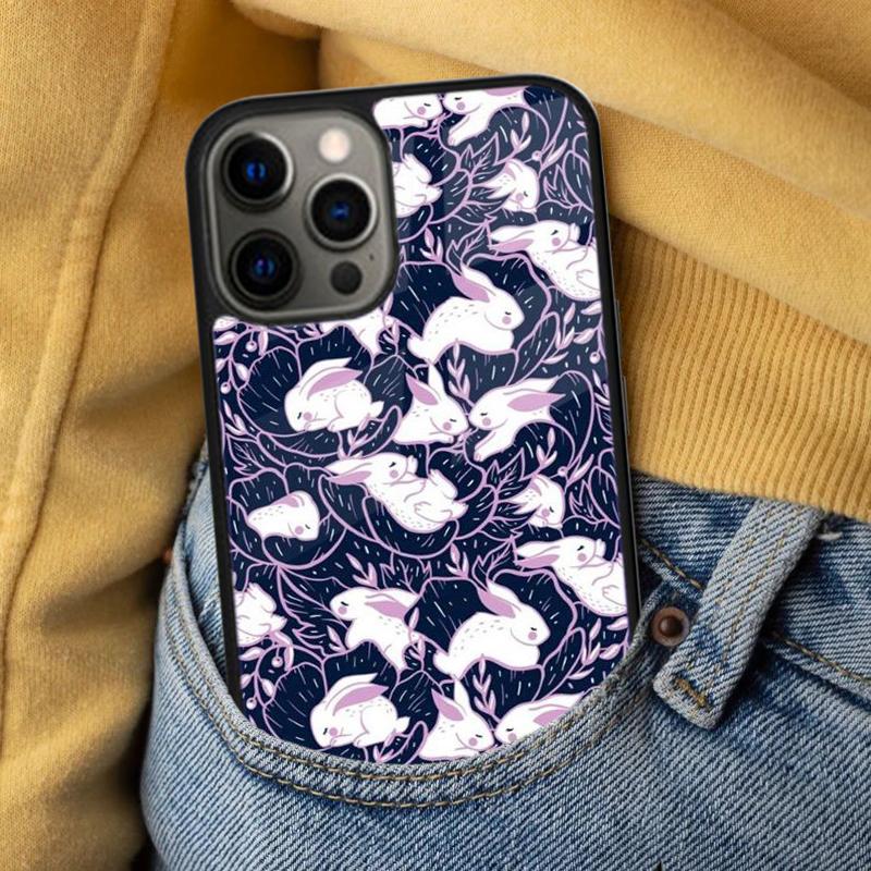 Bunny Rabbits Soft Phone Case for iPhone 17 Air 16e Pro max 15 Pro 13 14 Plus 11 12 MagSafe Magnetic Coque