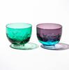 Kobo Edo Kiriko Grape Crest Glass Cup Pair Comes In a Presentation Box Made In Japan [Taimuro Official] (Green/Edo Purple) TB30009/35009