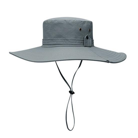 Fisherman Hat Wide Brim Solid Color Lace-Up Design Men Women Outdoor Hat Versatile