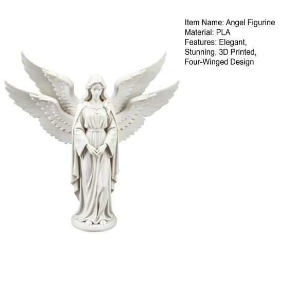 Guardian Angel Figurine 3D Printed Four-Winged Angel Statue for Home Office Bookshelf Desktop Decoration
