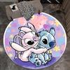 1pc Love Stitch Round Area Rug - Non-Slip, Machine Washable Polyester Carpet for Living Room & Bedroom Decor