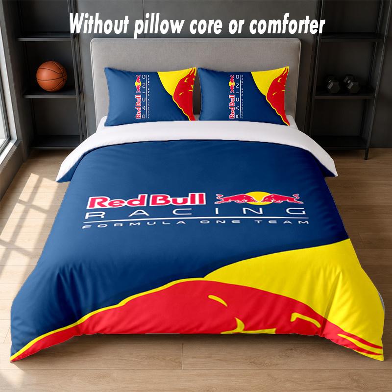 Red Bull Racing Design Bed Beddengoed Set 1 Dekbedovertrek + 2 Kussenslopen Zacht Ademend Huishoudelijk Beddengoed