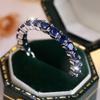 Modré křišťálové prsteny s jednou řadou kulatých kamenů pro ženy Vintage Trendy Zlatá Stříbrná Barva Snubní prsten Snubní šperky Zásnubní dárek