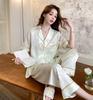 1011 New Summer Pajamas Women's Thin High-end Sense Can Be Worn Outside, Ice and Snow Silk Jacquard Light Luxury Loungewear Set