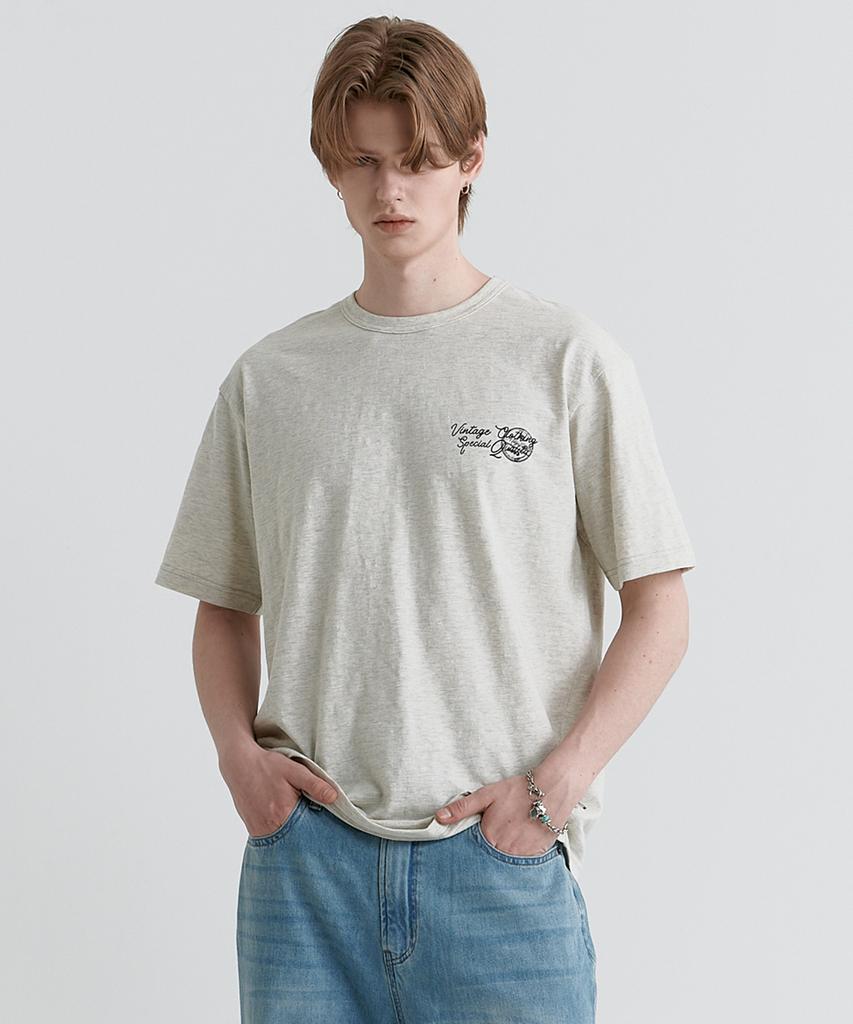 MAGOODGAN Swagber 3597 Slub Semi-Overfit Gray At Oatmeal Melange Short Sleeve Tee