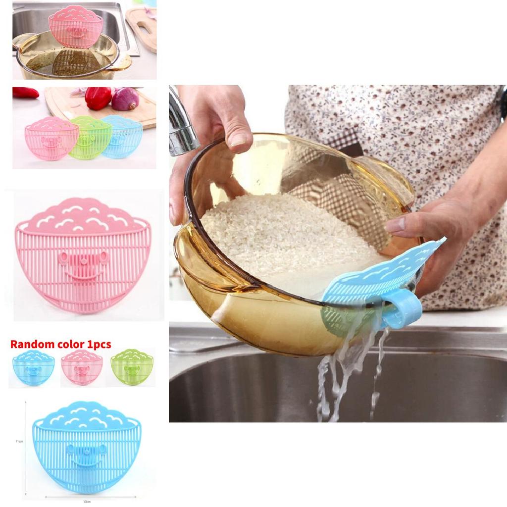 Creative Smile Clip On Rice Washer With Water Drainer For Fruits Vegetables And Grain Filtering