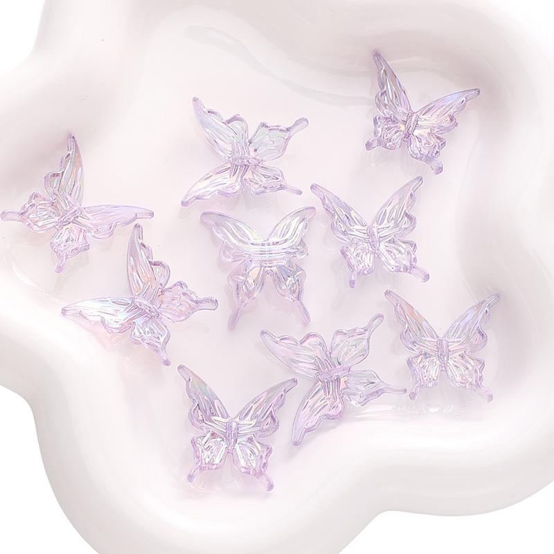 100 Adet Akrilik Şeffaf AB Renkli Kelebek Boncuklar Boşluk Boncukları Takılar El Sanatları İçin Kendin Yap Kolye Bileklik Takı Yapım Malzemeleri