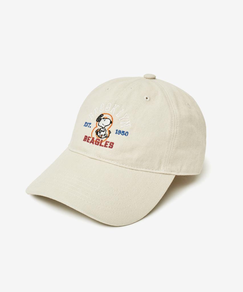 VTWO Brooklyn Snoopy Pigment Washed Ball Cap (Beige)